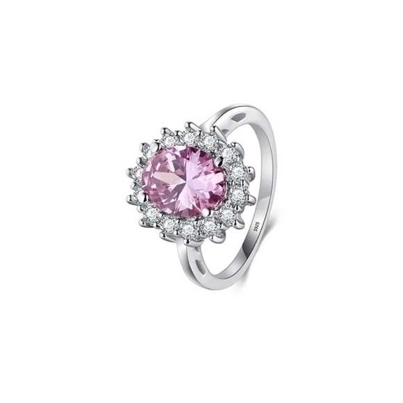 Elegant 925 Sterling Silver and Pink Gemstone Ring - Picture 3 of 7